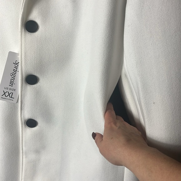 NWT MEN Springrain overcoat 3 button closure pockets lined Sz 2XL White - Picture 10 of 13